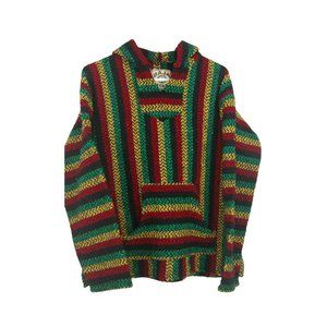 Baja Joe Rasta Striped  Woven Pullover Hoodie J11